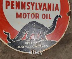 Vintage Old Antique Rare Sinclair Engine Oil Stamped Porcelain Enamel Sign