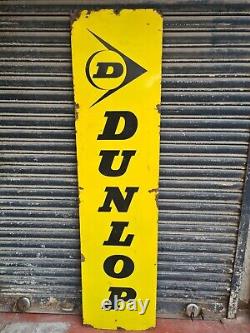 Vintage Old Original Porcelain Enamel Garage Sign Dunlop Tyre Huge 18 X 72 Rare