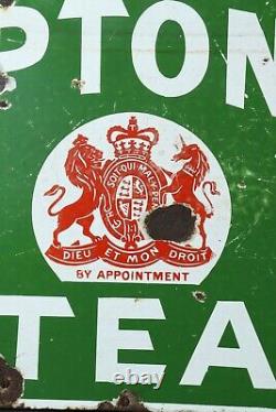Vintage Old Original Porcelain Enamel Sign Lipton's Tea England Rare Collectible