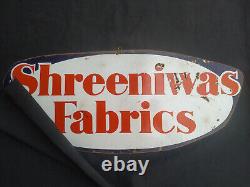 Vintage Old Original Porcelain Enamel Sign Shreenivas Fabrics RARE