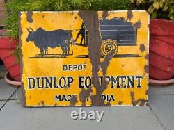 Vintage Old Rare Both Side Dunlop Tyre Porcelain Enamel Adv Sign Board