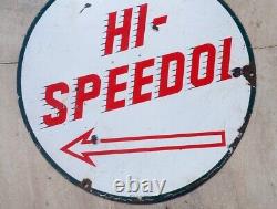 Vintage Old Rare Caltex Hi-Speedol Motor Oil Round Porcelain Enamel Sign Board