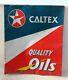 Vintage Old Rare Caltex Quality Motor Oils Adv Litho Tin Sign Collectible Board