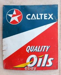 Vintage Old Rare Caltex Quality Motor Oils Adv Litho Tin Sign Collectible Board