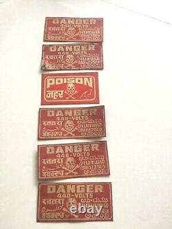 Vintage Old Rare Danger 440 Volts Adv. Iron tin Small Sign Board Plate 6 Pc