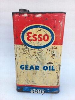 Vintage Old Rare Esso Gear Oil GP 140 Automobile Motor Oil Litho Tin Can Box