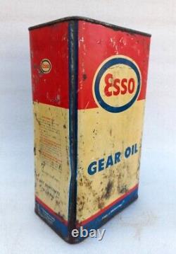 Vintage Old Rare Esso Gear Oil GP 140 Automobile Motor Oil Litho Tin Can Box