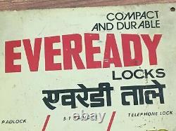 Vintage Old Rare Eveready Locks Adv. Iron Tin Sign Board