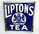 Vintage Old Rare Lipton's Tea Ad Double Side Porcelain Enamel Sign Board London