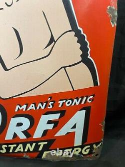 Vintage Old Rare'ORFA INSTANT ENERGY' PICTORIAL ENAMEL SIGN BOARD U. S. A