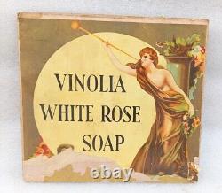 Vintage Old Rare Vinolia White Rose Soap Ad Litho Card Board Paper Sign England