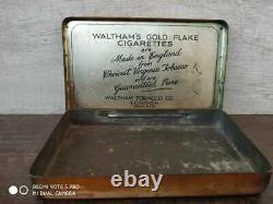 Vintage Old Rare Waltham's Gold flake Cigarette Ad Litho Tin Box Made In London