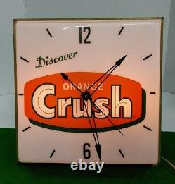 Vintage Orange Crush Advertising Lighted Pam Clock Work's Rare