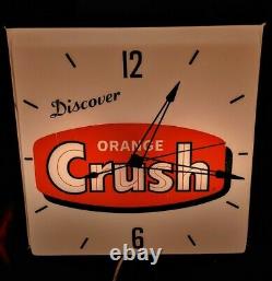 Vintage Orange Crush Advertising Lighted Pam Clock Work's Rare