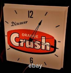 Vintage Orange Crush Advertising Lighted Pam Clock Work's Rare