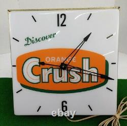 Vintage Orange Crush Advertising Lighted Pam Clock Work's Rare