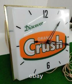 Vintage Orange Crush Advertising Lighted Pam Clock Work's Rare