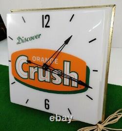 Vintage Orange Crush Advertising Lighted Pam Clock Work's Rare