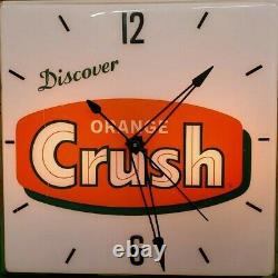 Vintage Orange Crush Advertising Lighted Pam Clock Work's Rare