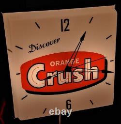 Vintage Orange Crush Advertising Lighted Pam Clock Work's Rare