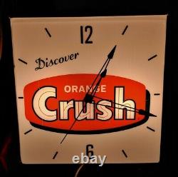 Vintage Orange Crush Advertising Lighted Pam Clock Work's Rare