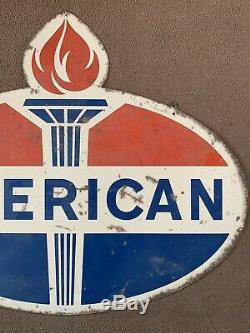 Vintage Original American Gasoline Sign Dealer Rare Country Store Oil Garage