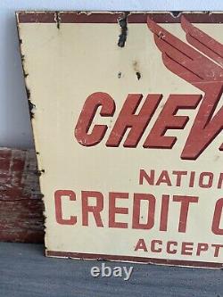 Vintage Original CHEVRON GAS STATION Credit Card Sign- RARE Standard Oil