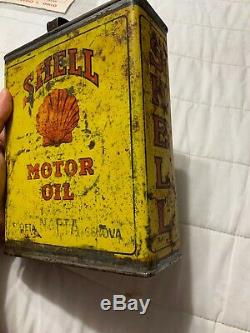 Vintage Original Early Rare Shell Slim One Gallon Italian Motor Oil Graphic Can