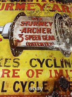 Vintage Original Enamel Sign Sturmey Archer Rare