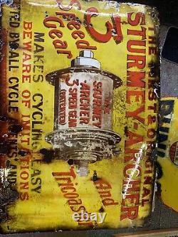 Vintage Original Enamel Sign Sturmey Archer Rare
