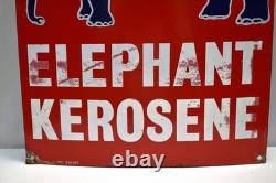 Vintage Original Esso Elephant Kerosene Porcelain Enamel Sign India 24x12 Rare