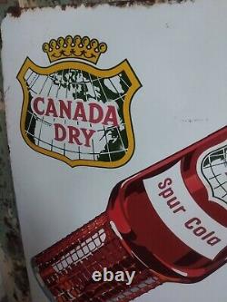 Vintage Original Large Spur Cola Canada Dry Enamel Sign Rare