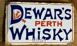 Vintage Original Old Porcelain Enamel Sign Dewar's Perth Whisky Very Rare 1910