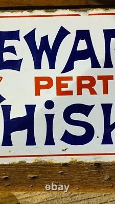 Vintage Original Old Porcelain Enamel Sign Dewar's Perth Whisky Very Rare 1910