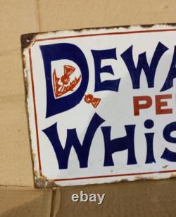 Vintage Original Old Porcelain Enamel Sign Dewar's Perth Whisky Very Rare 1910