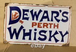 Vintage Original Old Porcelain Enamel Sign Dewar's Perth Whisky Very Rare 1910