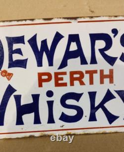 Vintage Original Old Porcelain Enamel Sign Dewar's Perth Whisky Very Rare 1910
