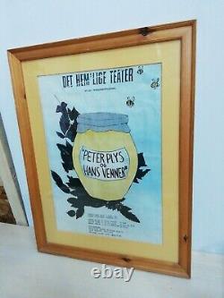 Vintage Original Rare Danish Theatre Framed Poster Peter Plys Winnie The Pooh