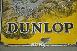 Vintage Original Rare Early Fort Dunlop Tyre Ad Porcelain Enamel Sign Board