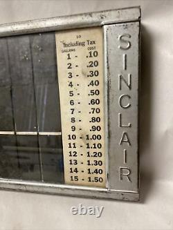 Vintage Original Rare Sinclair Gasoline Price Chart Sign Gas Pump