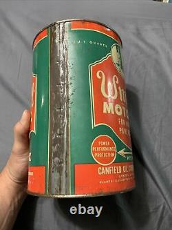 Vintage Original Wm. Tell RARE 5 Quart Motor Oil Graphic Can Canfield Oil Co