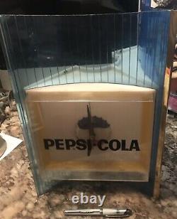 Vintage PEPSI-COLA Wall Clock/Lighted Sign 16 TALL Blue Plastic 1960s RARE htf