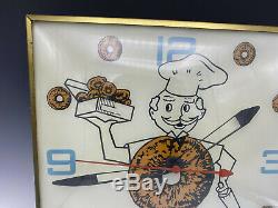 Vintage Pam Lighted Advertising Mister Donut Clock Very Rare Estate Find