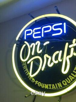 Vintage Pepsi On Draft Neon Sign Working! Rare All Original