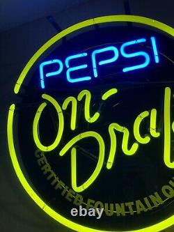 Vintage Pepsi On Draft Neon Sign Working! Rare All Original