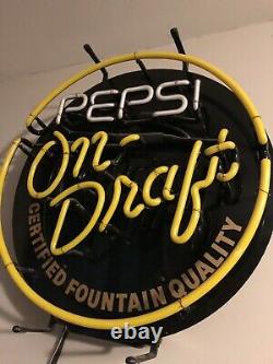 Vintage Pepsi On Draft Neon Sign Working! Rare All Original