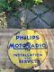 Vintage Philips Motoradio Installation & Service Rare Double Sided Sign