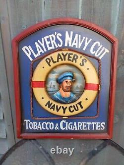 Vintage Player's Navy Cut Cigarettes & Tobacco Wooden Advertising Sign RARE