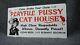 Vintage Playful Cat House Porcelain Gas Motor Oil Service Station Pump Sign Rare