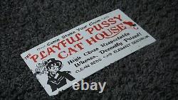Vintage Playful Cat House Porcelain Gas Motor Oil Service Station Pump Sign Rare